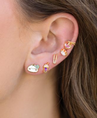 Crystal Gold Plated Salmon Nigiri Studs