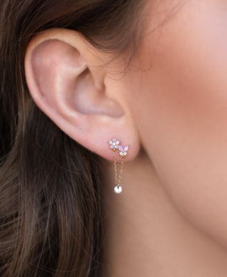 Crystal Gold Plated Butterfly Whispers Dangle Earrings