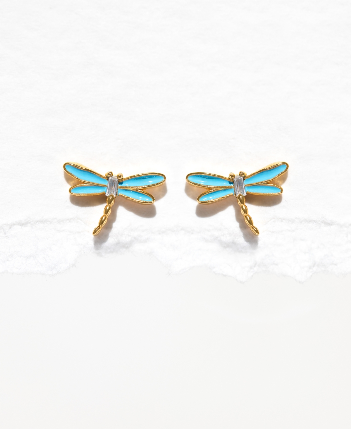 Girls Crew Crystal Dragonfly Gold Plated Studs