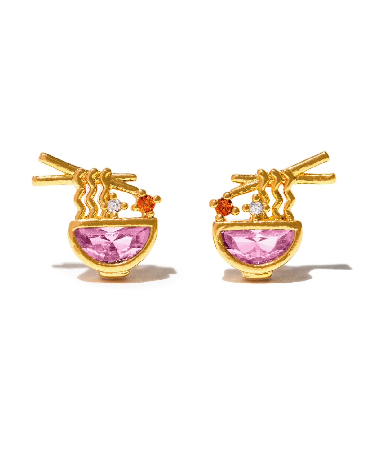 Girls Crew Crystal Gold Plated Ramen Stud Earrings