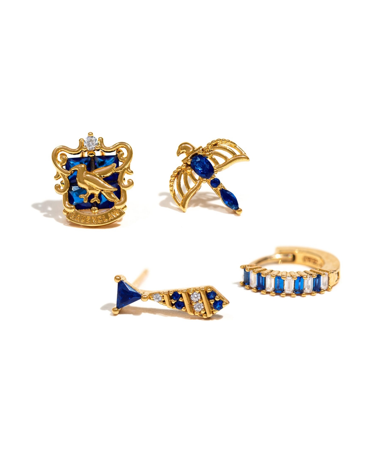 Girls Crew Harry Potter Ravenclaw House Crystal Earring Set In Gold