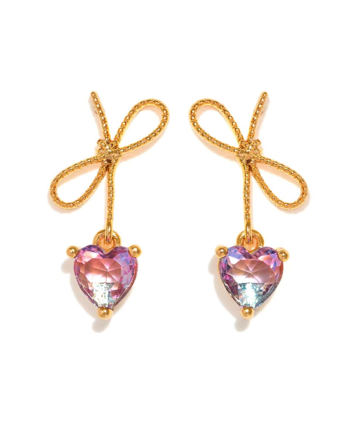 Girls Crew Crystal Heartstrings Gold Plated Dangle Earrings