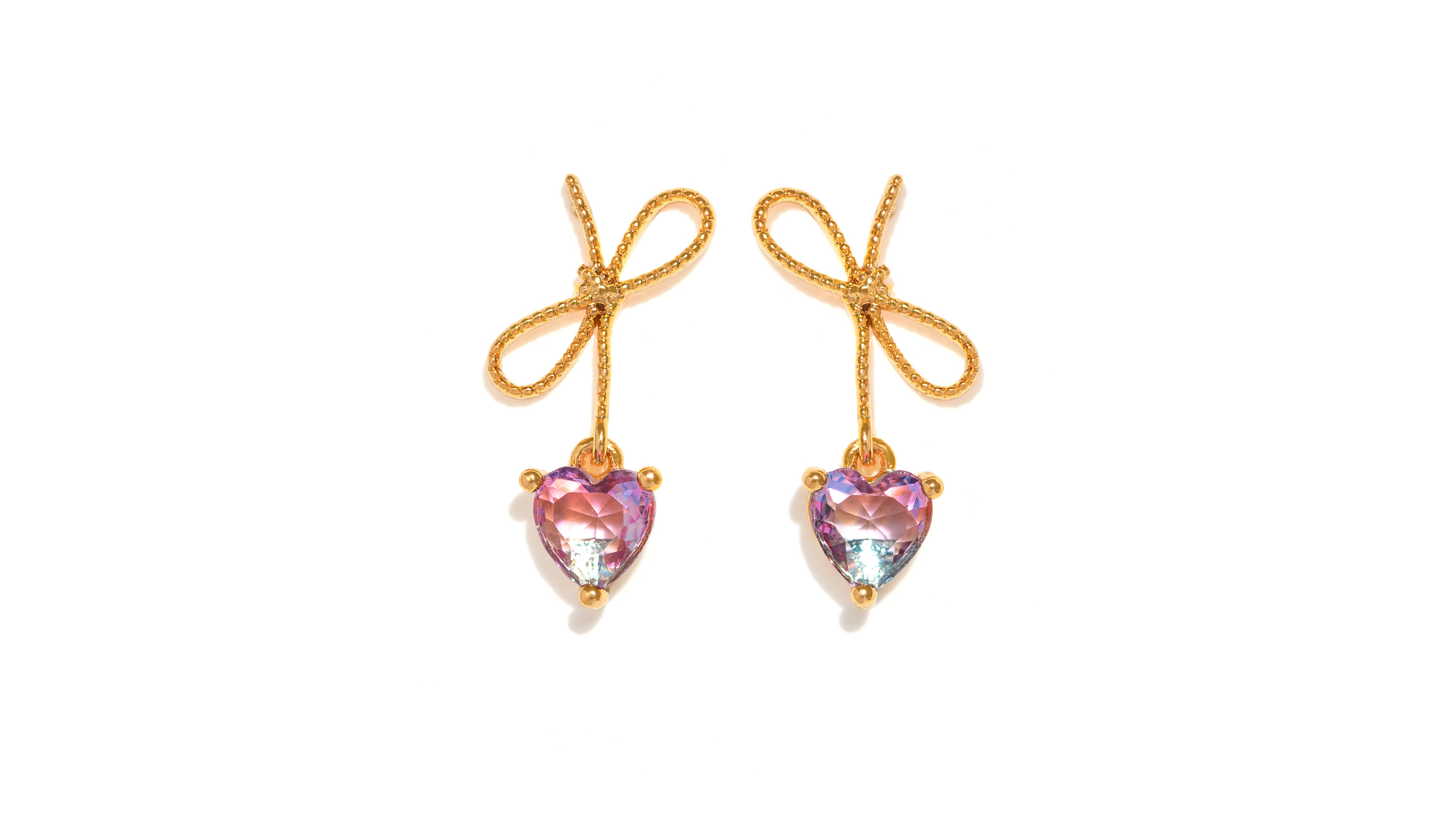 Girls Crew Crystal Heartstrings Gold Plated Dangle Earrings