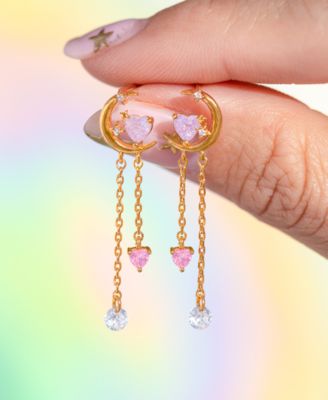 Crystal Gold Plated Cosmic Love Dangle Earrings