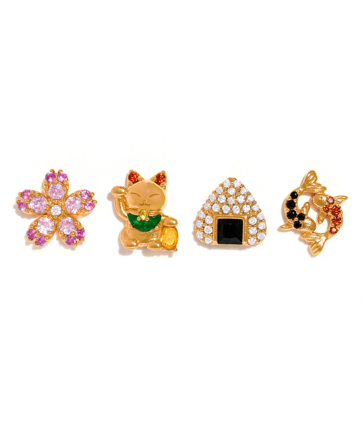 Girls Crew Crystal Tokyo Gold Plated Stud Set