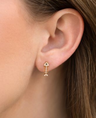 Crystal Bone To Pick Gold Plated Earrings