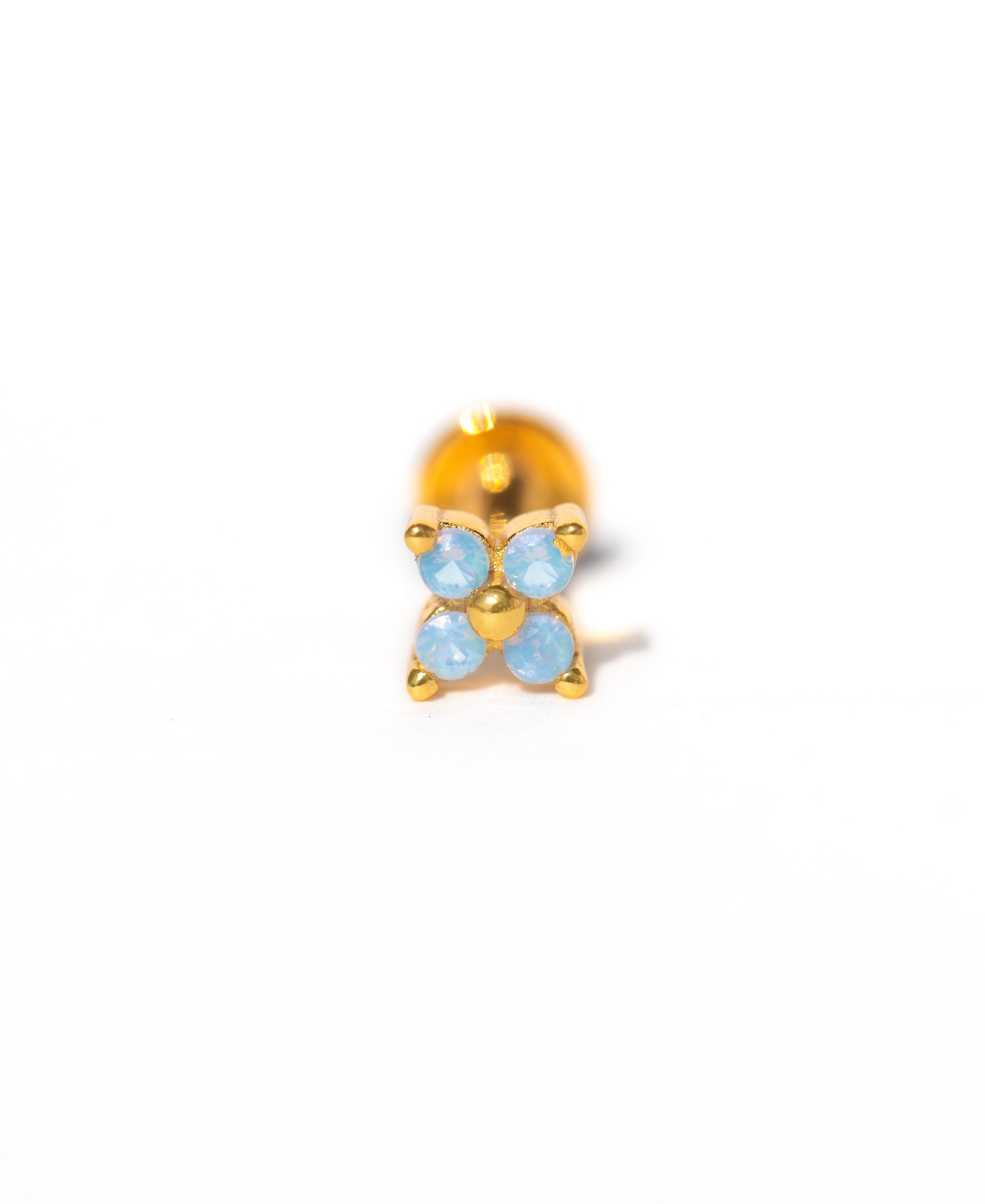 Girls Crew Crystal Gold Plated Blue Blossom Flat Back Earrings In Gold