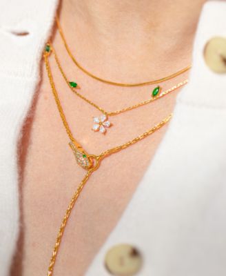 Crystal Viper Y Drop Gold Plated Necklace