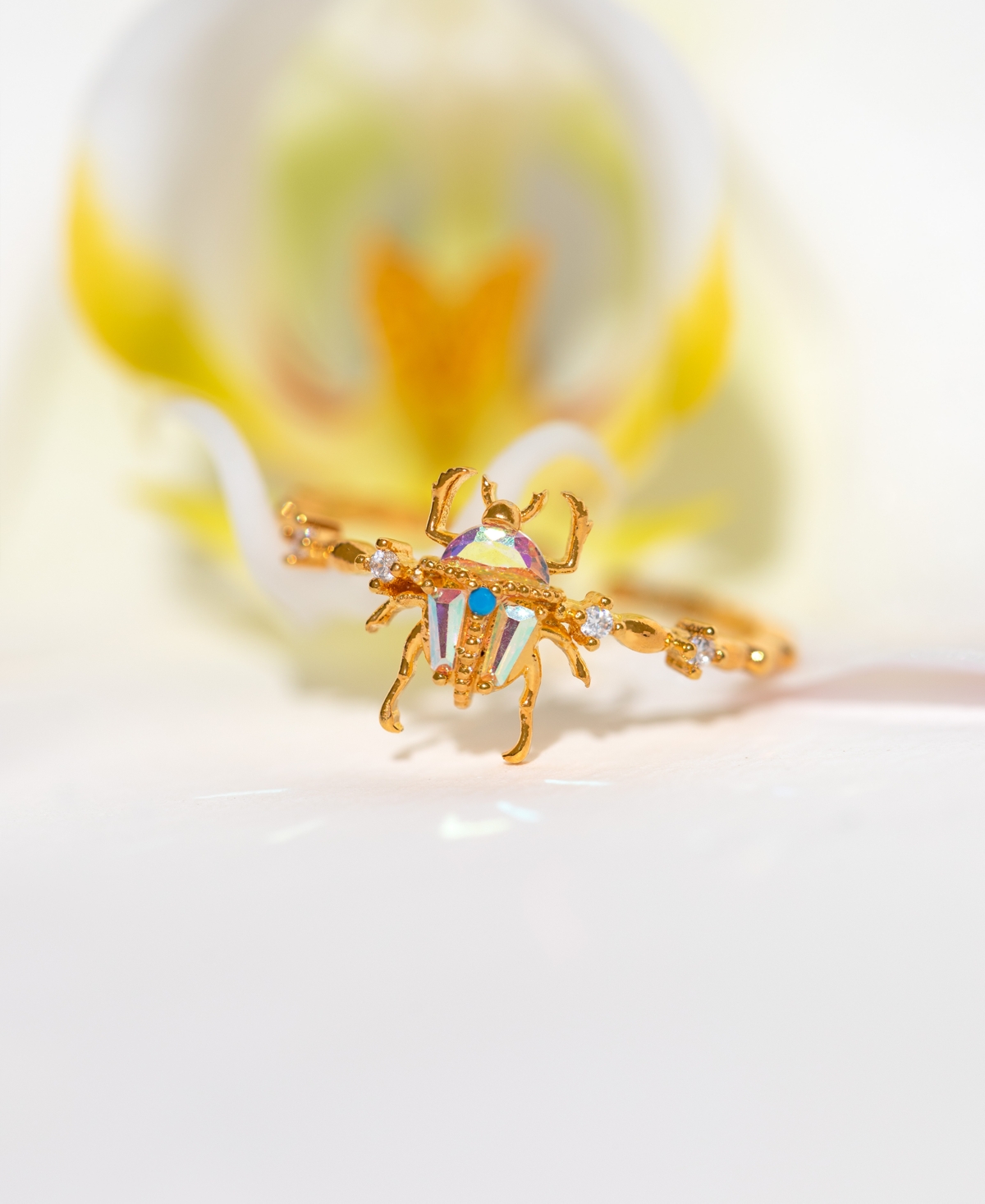 Girls Crew Beetlejuice Crystal Gold Plated Rings