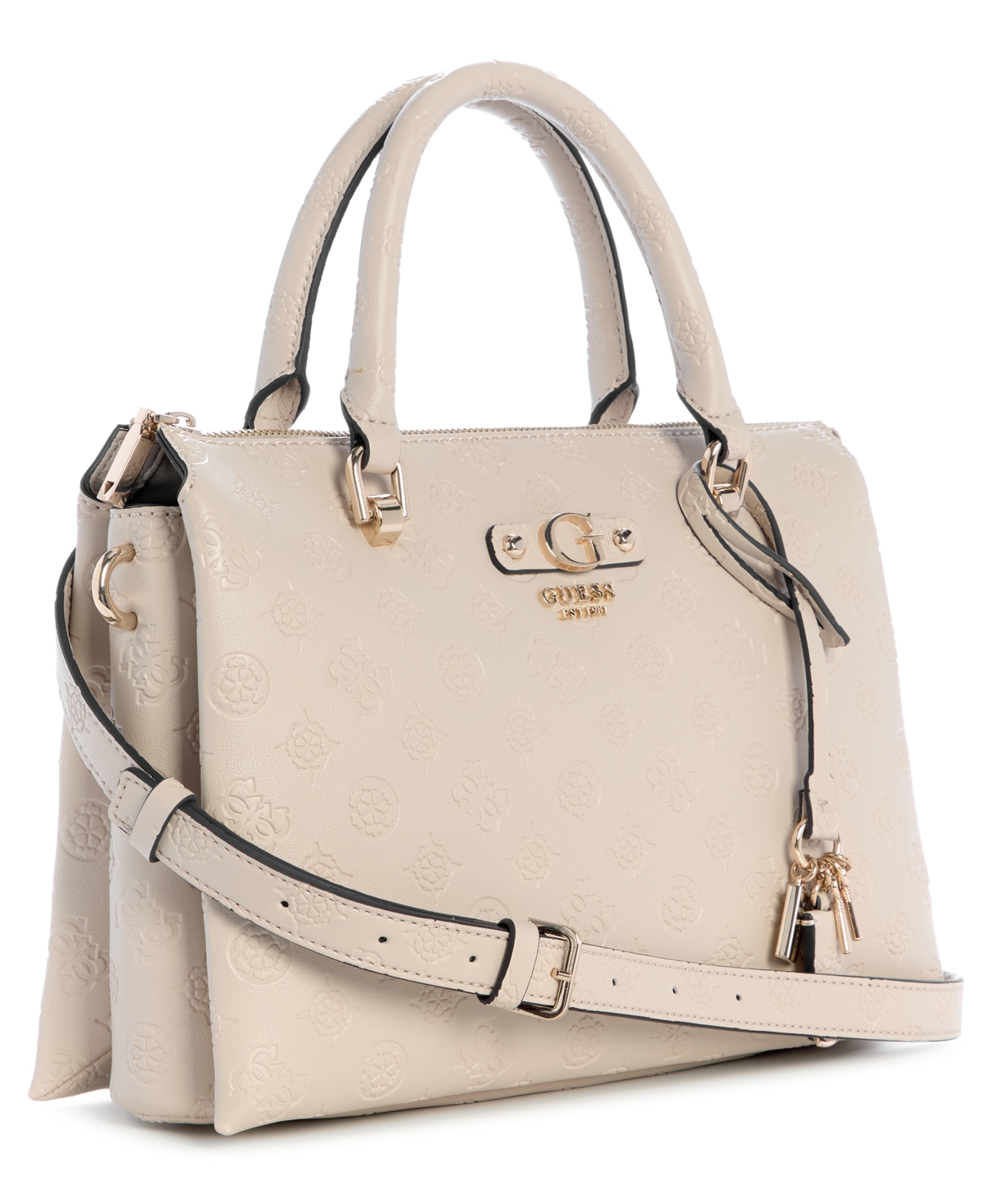 Guess Dita Multi Compartment Satchel Bag In Brown