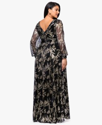 Plus Size Long Crinkle Sleeve A-Line Dress