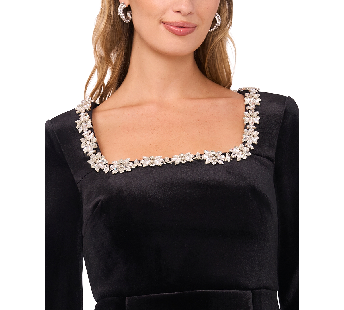 Cece Women's Square Neck Long Sleeve Dress In Black