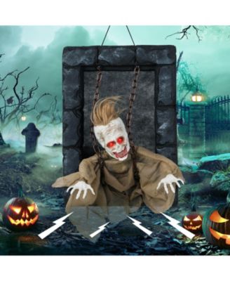 Halloween Hanging Animated Zombie Prisoner Decoration Glowing Eye Indoor Outdoor