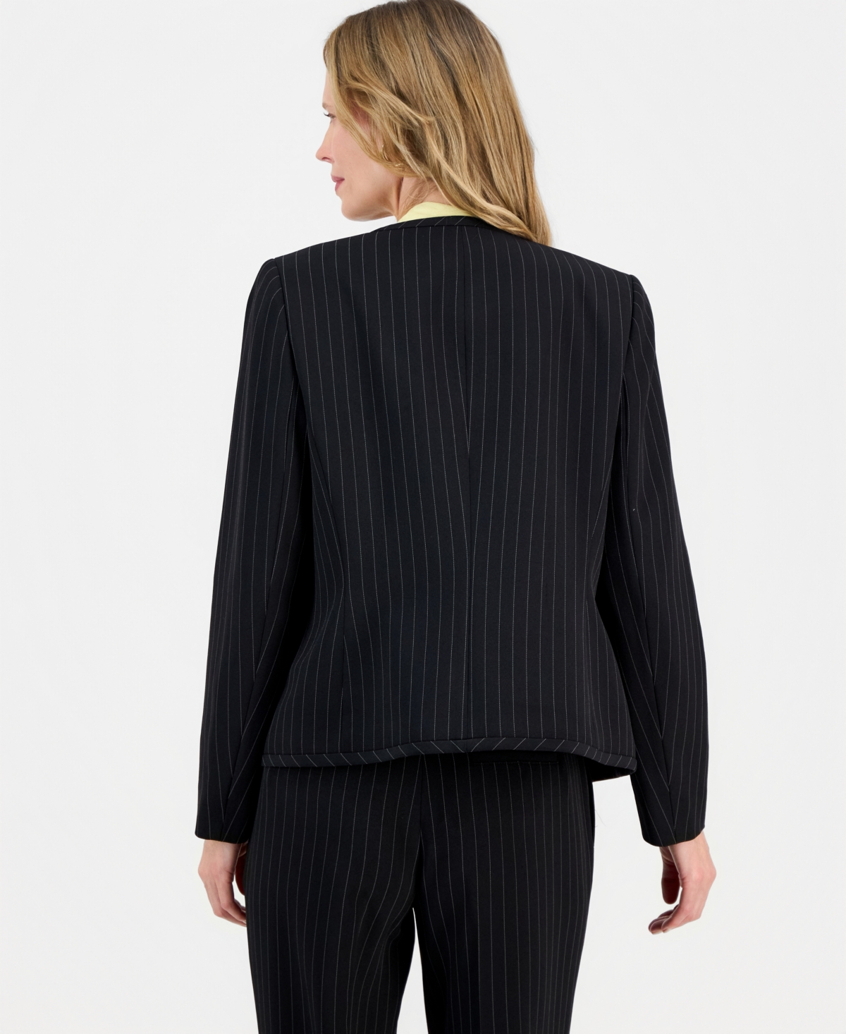 Kasper Women's Pinstripe Collarless Open-Front Jacket