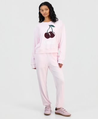Grayson Threads, The Label - Juniors' Very Cherry Velour Sweatshirt & Jogger Pants