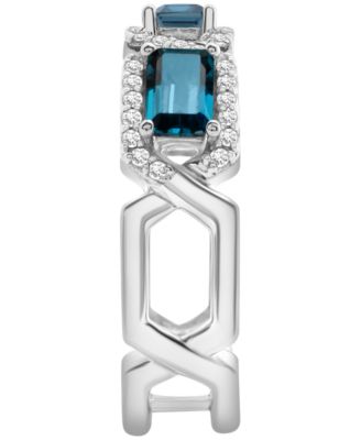 London Blue Topaz (1ct. t.w.) and Diamond (1/4 ct. t.w.) Ring in 14k White Gold