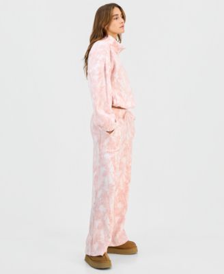 Juniors' Pink Camo Polar Fleece Quarter-Zip Sweatshirt & Joggers