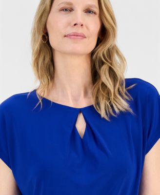 Women's Diamond-Neck Short-Sleeve Top, Regular & Petite