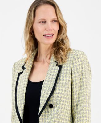Women's Tweed Faux-Double-Breasted Jacket, Regular & Petites