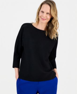 Kasper - Women's Boat-Neck Multi-Stitch Dolman-Sleeve Sweater
