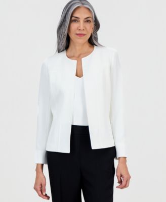 Women's Collarless Open-Front Long-Sleeve Jacket 