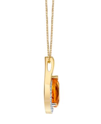 Citrine (1-3/4 ct. t.w.) and Diamond Necklace (1/10 ct. t.w.) in 10k Yellow Gold