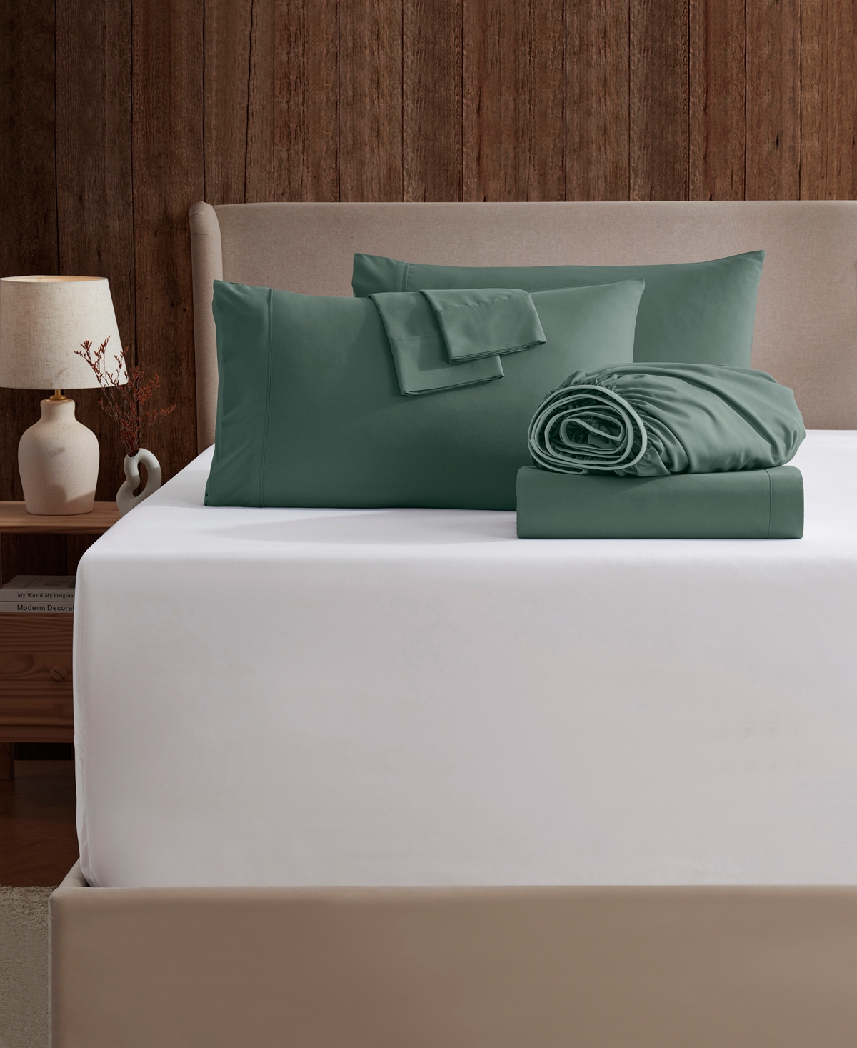 Nestl Extra Deep Pocket 7-pc. Sheet Set, King Split In Green