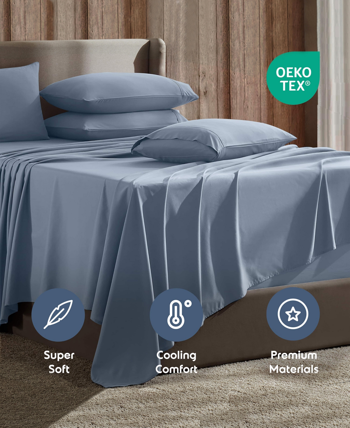 Nestl Extra Deep Pocket 6-pc. Sheet Set, California King In Blue
