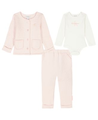 Calvin Klein - Baby Girls 3-Piece Long-Sleeve Bodysuit, Jacket and Pants Set