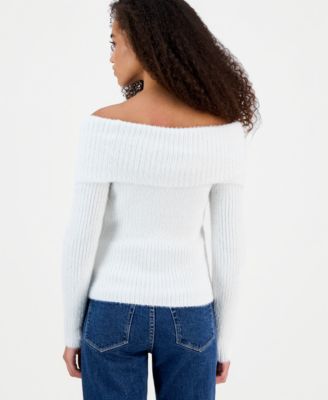 Juniors' Marilyn Off-the-Shoulder Lurex Sweater