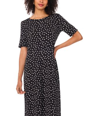 Women's Polka Dot Crew Neck Maxi Dress