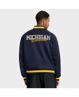 Men's Navy Michigan Wolverines Legacy Full-Snap Bomber Jacket