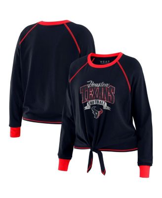 WEAR by Erin Andrews - Women's Navy/Red Houston Texans Plus Size Tie-Front Long Sleeve Top