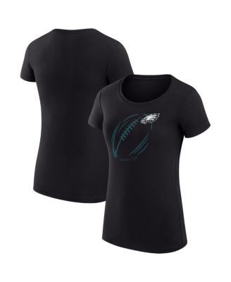 G-III 4Her by Carl Banks - Women's Black Philadelphia Eagles Super-Slim Fit Lightweight Subtle Football T-Shirt