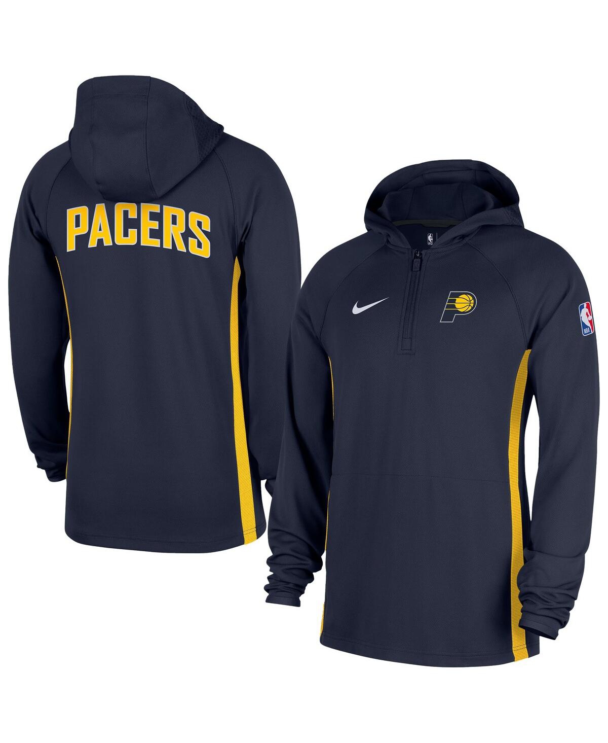 Nike Men's Navy Indiana Pacers Authentic On Court Zone Quarter-zip Dri-fit Hoodie Jacket In Blue
