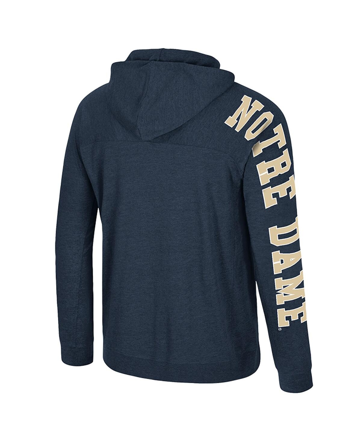 Colosseum Men's Navy Notre Dame Fighting Irish Back Business Long Sleeve Raglan Hooded T-Shirt
