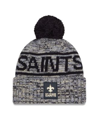 New Era - Men's Black New Orleans Saints 2025 Sideline Cold Weather Cuffed Knit with Pom Hat
