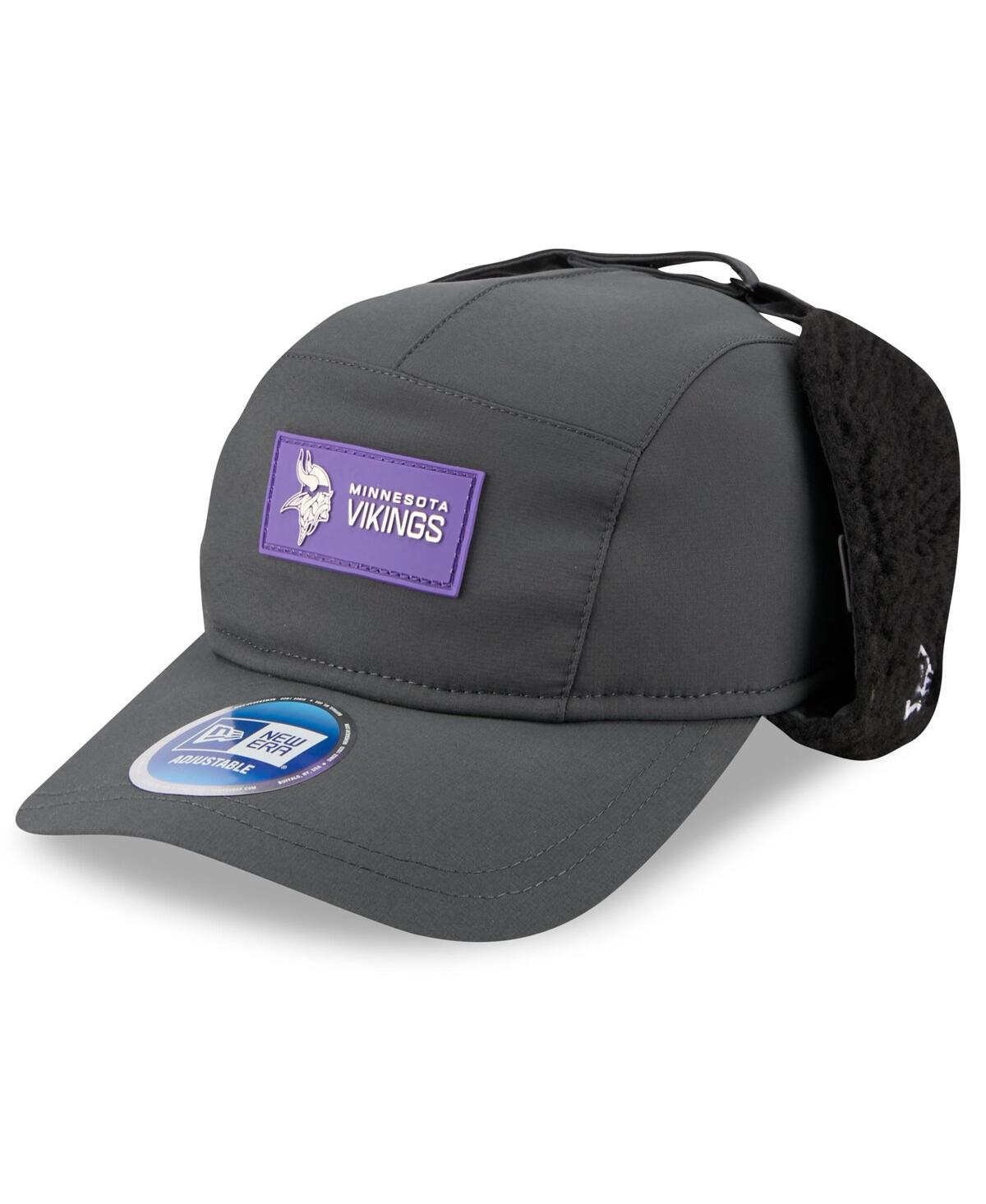 New Era Men's Charcoal Minnesota Vikings 2025 Sideline Cold Weather Runner Dog Ear Adjustable Hat