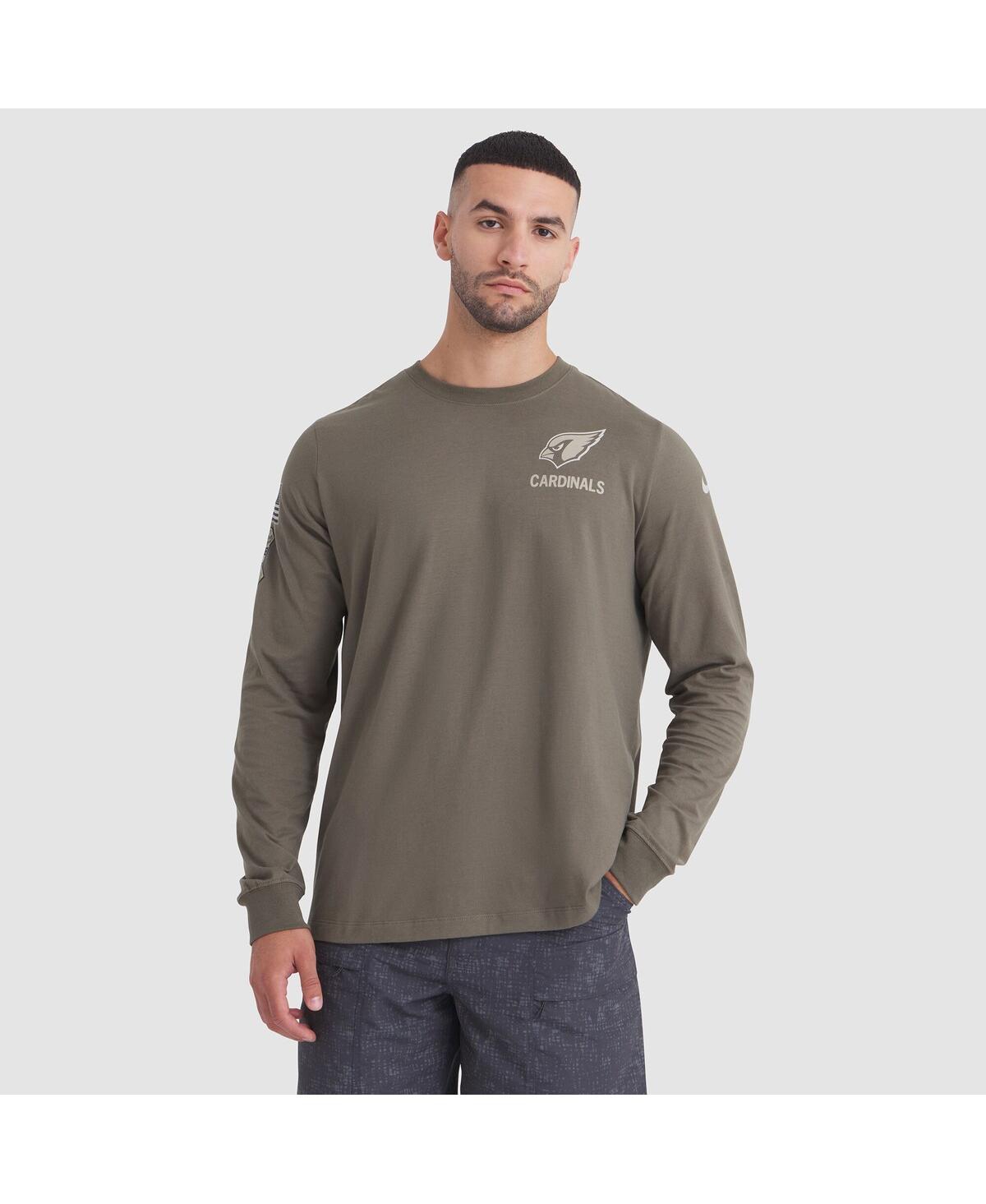 Nike Men's Olive Arizona Cardinals 2025 Salute To Service Sideline Long Sleeve T-shirt In Brown