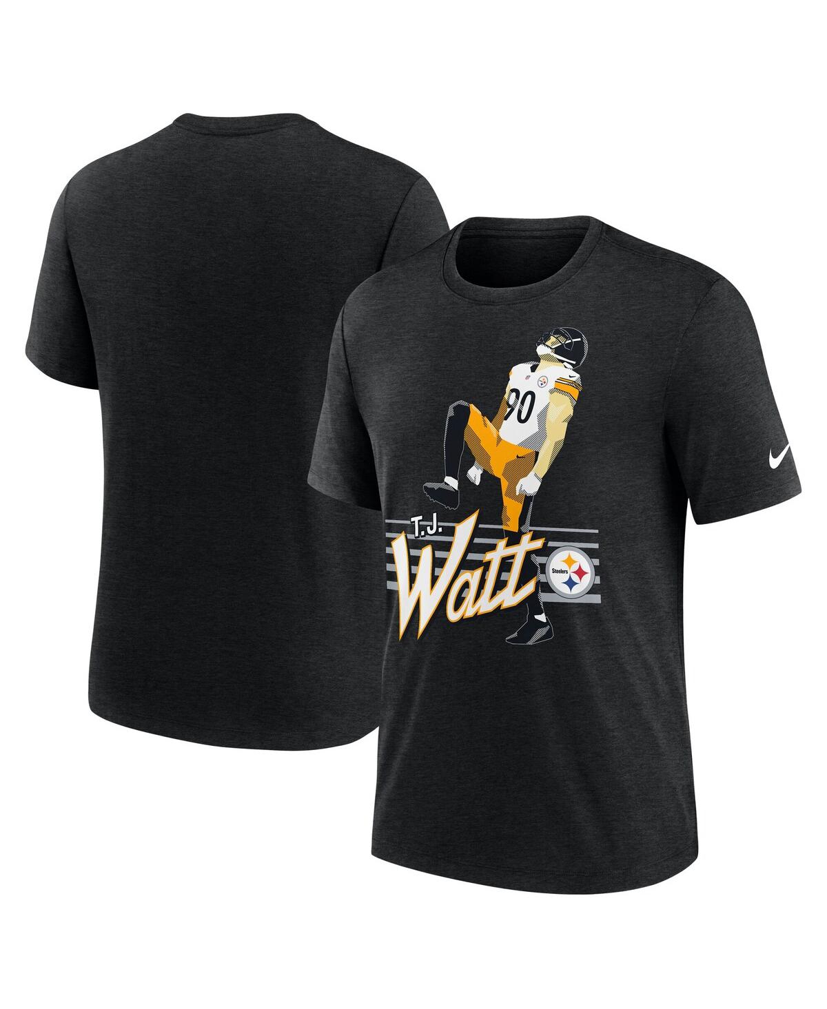 Nike Men's T.j. Watt Heather Black Pittsburgh Steelers Player Graphic T-shirt In Black