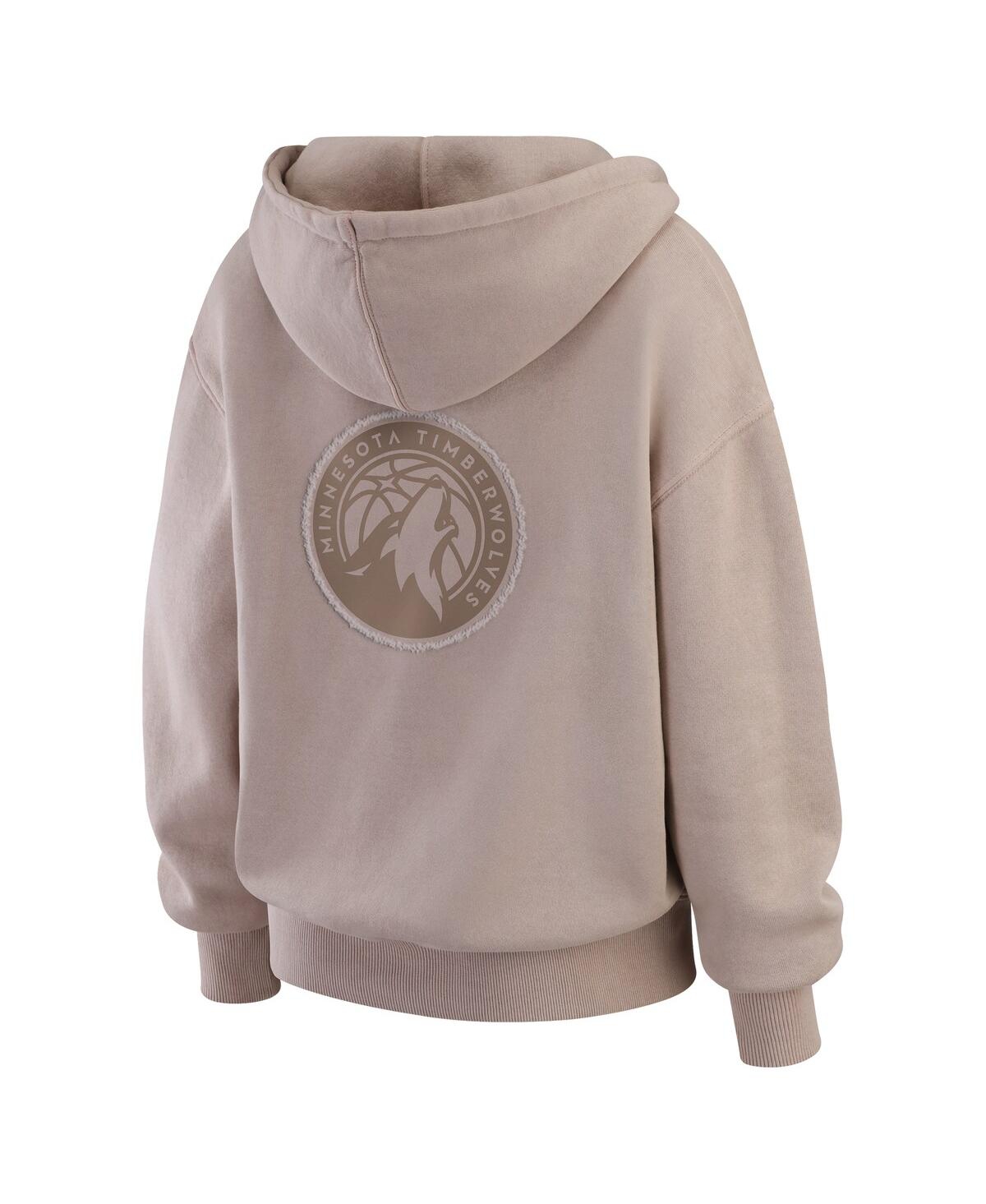 Wear by Erin Andrews Women's Tan Minnesota Timberwolves Washed Pullover Crewdie