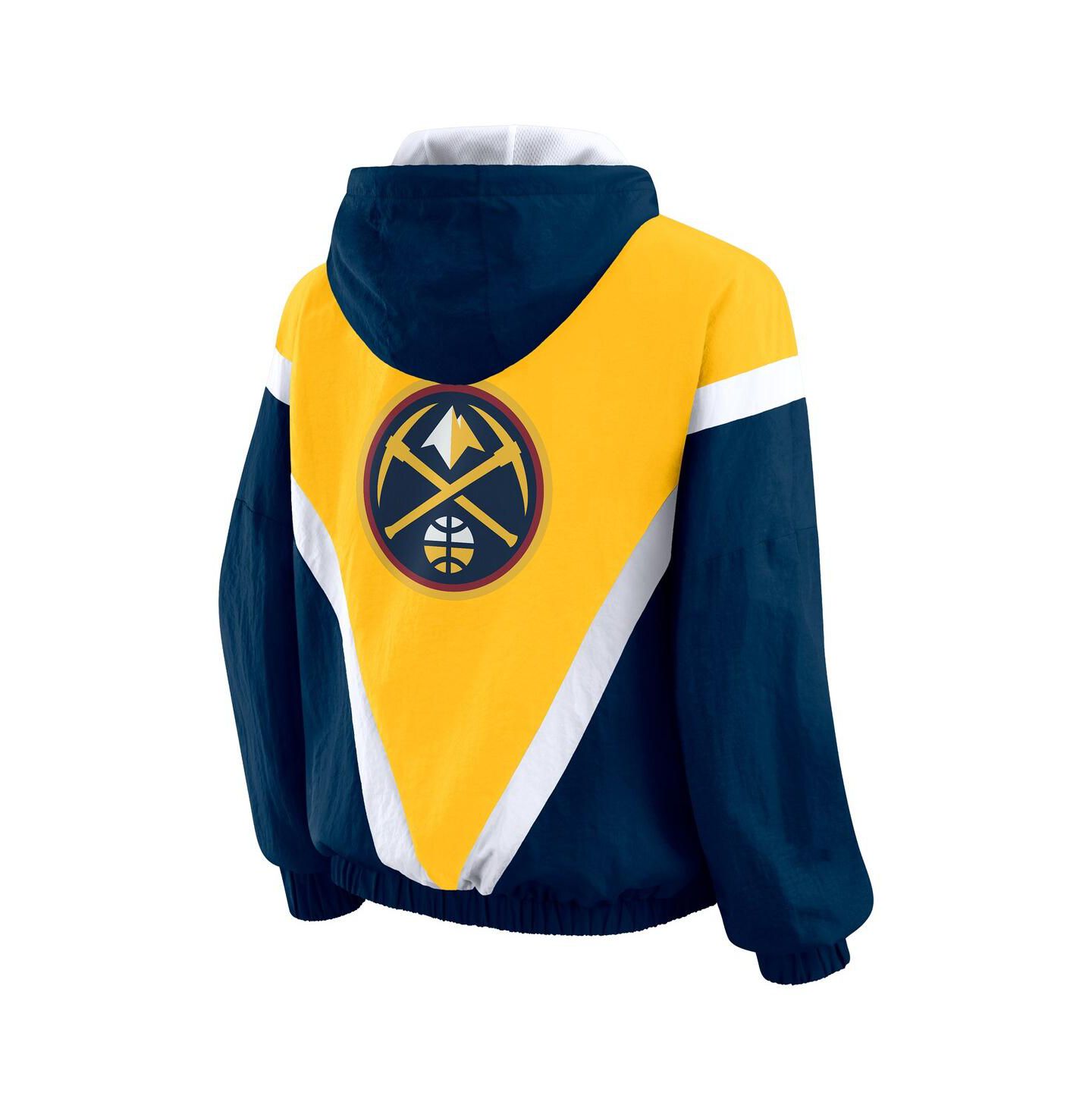 Женские худи WEAR by Erin Andrews Gold/Navy Denver Nuggets Color Block Full-Zip Windbreaker Jacket — фото 3
