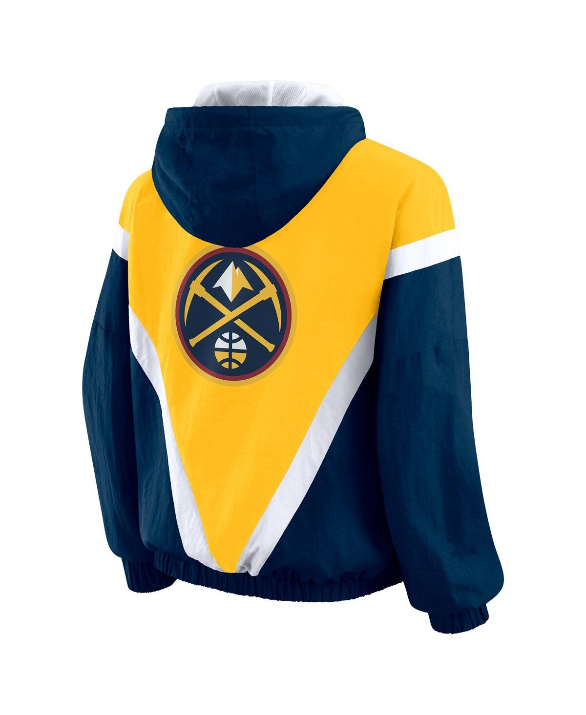Wear By Erin Andrews Women's Gold/navy Denver Nuggets Color Block Full-zip Hoodie Windbreaker Jacket In Multi