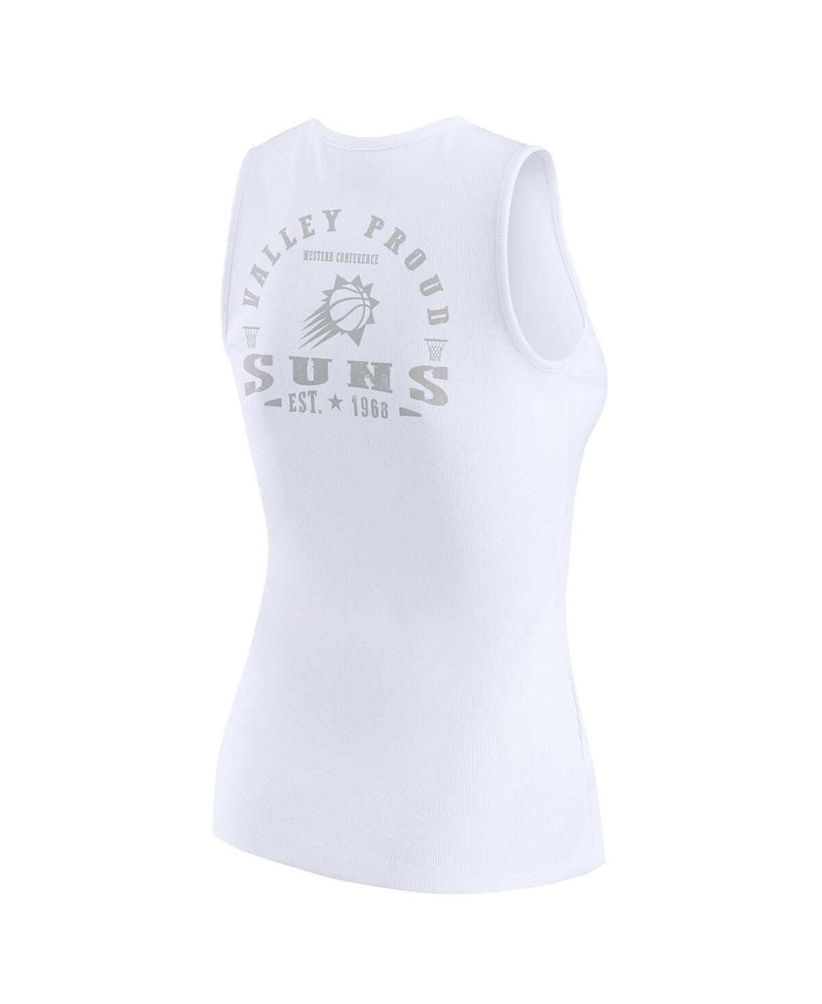 Wear by Erin Andrews Women's White Phoenix Suns Rib-Knit Henley Tank Top