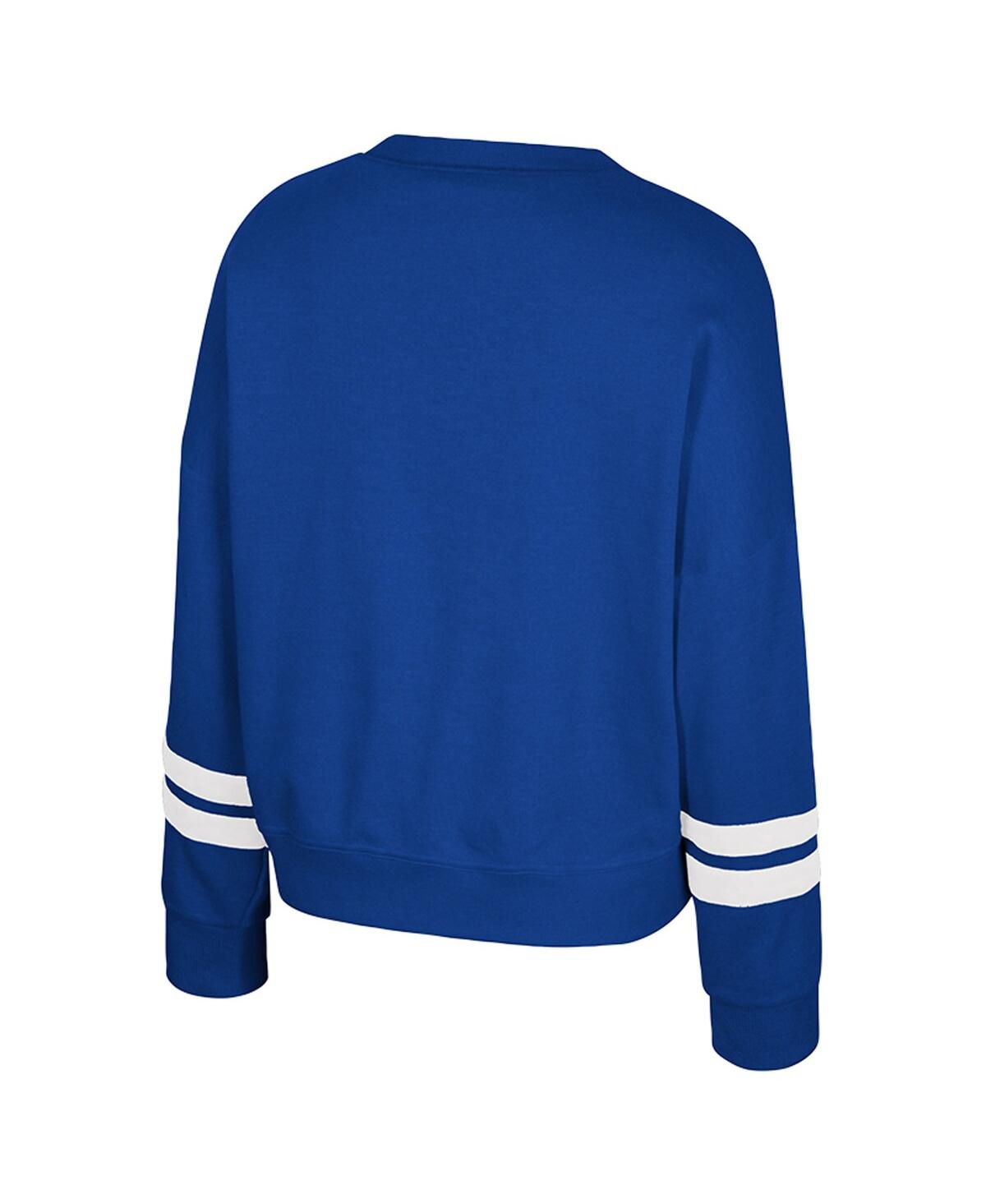 Colosseum Women's Royal Kentucky Wildcats Splashy Crewneck Fleece Sweatshirt In Blue