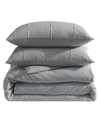 Woven Tucks Jacquard 3-Pc. Duvet Cover Set, King
