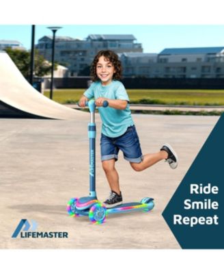 3-Wheel Kids Scooter with multi-color lights, 5-height adjustable handlebar & anti-slip deck. Safe, fun & supports up to 150 lbs