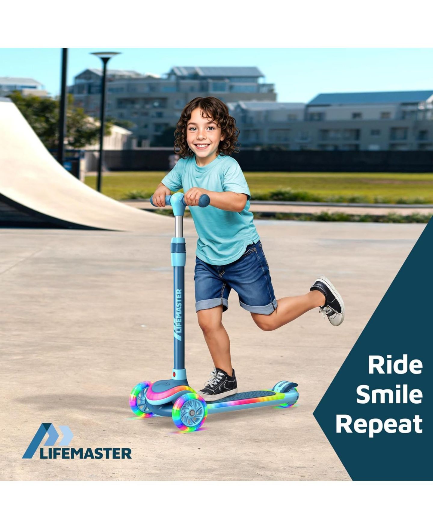 Детская игрушка Lifemaster 3-Wheel Light-Up Kids Scooter, Adjustable Handlebar, Supports Up to 150 lbs, Ages 3+ — фото 4