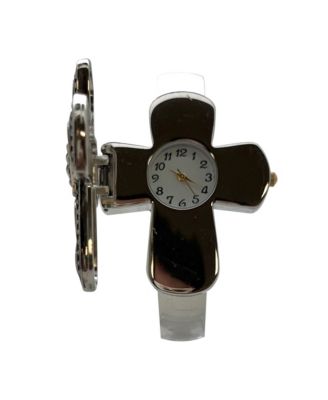 Two Tone Cross Shape Bangle Women Watch