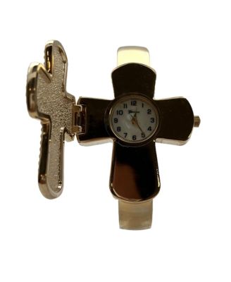 Gold Cross Shape Bangle Women Watch